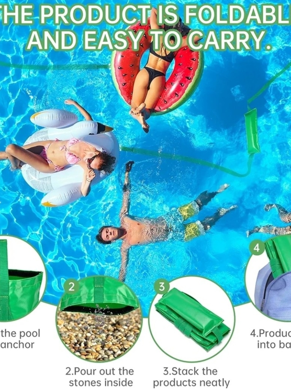 Compact Pool Float Anchor Bag, 2-in-1 Sand Anchor with Integrated Floats 2pk - Picture 3 of 6